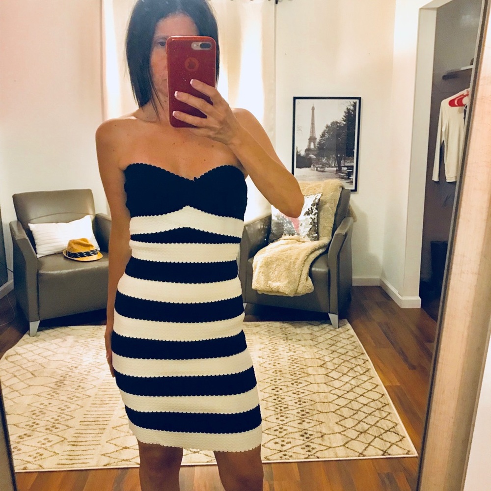 Wild Cat Black/White Strapless BodyCon Dress Small